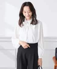 KABCD07059 a.v.v Elmi(アー・ヴェ・ヴェ) 【低身長サイズ】【洗える】2WAY袖プリーツボウタイブラウス ホワイト