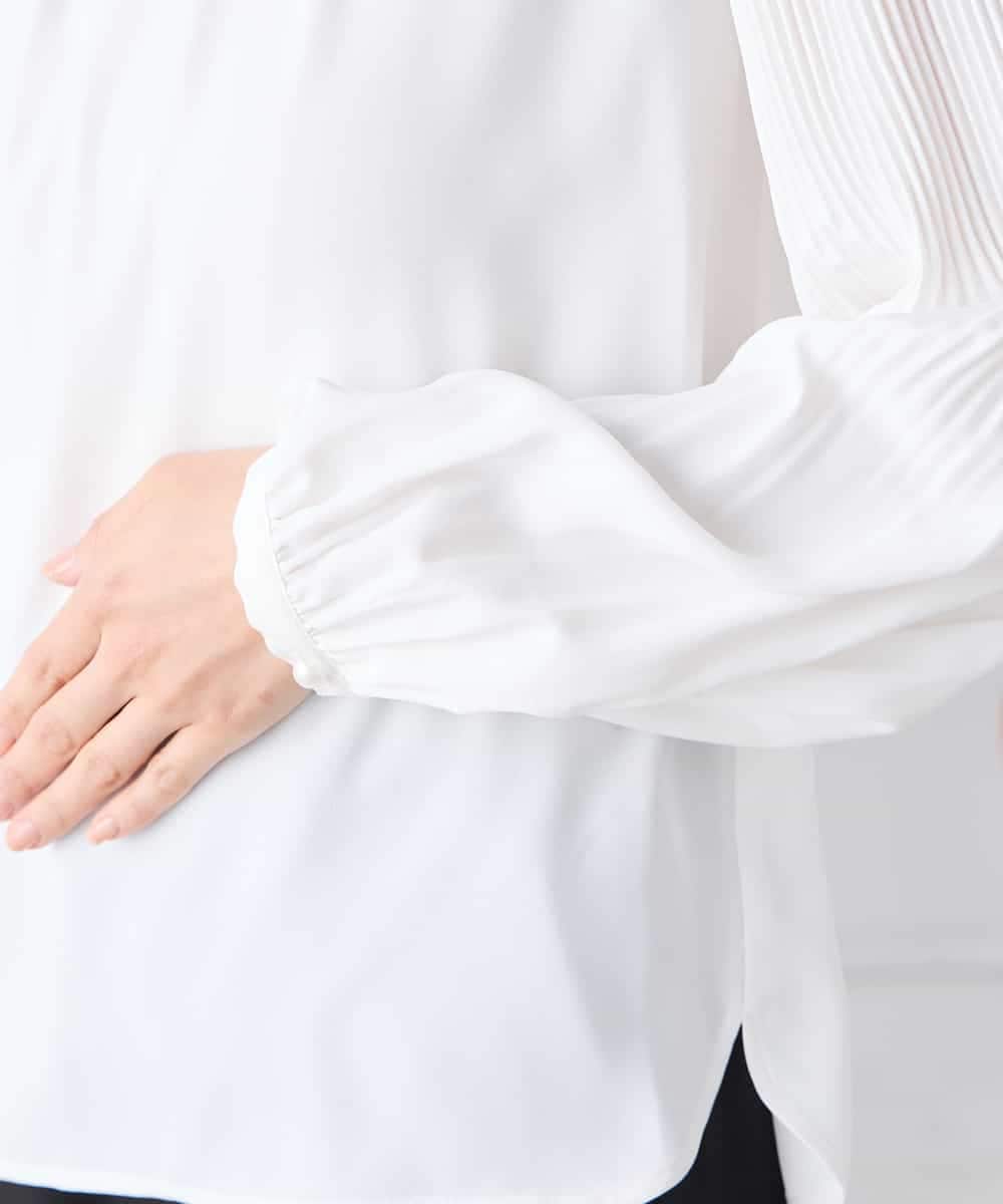 KABCD07059 a.v.v Elmi(アー・ヴェ・ヴェ) 【低身長サイズ】【洗える】2WAY袖プリーツボウタイブラウス ホワイト