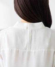 KABFE09059 a.v.v Elmi(アー・ヴェ・ヴェ) 【低身長サイズ】幾何柄ボウタイ風ブラウス ライトブルー