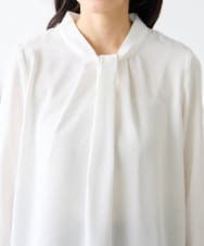 KABFE09059 a.v.v Elmi(アー・ヴェ・ヴェ) 【低身長サイズ】幾何柄ボウタイ風ブラウス ライトブルー