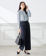 KABFE09059 a.v.v Elmi(アー・ヴェ・ヴェ) 【低身長サイズ】幾何柄ボウタイ風ブラウス ライトブルー