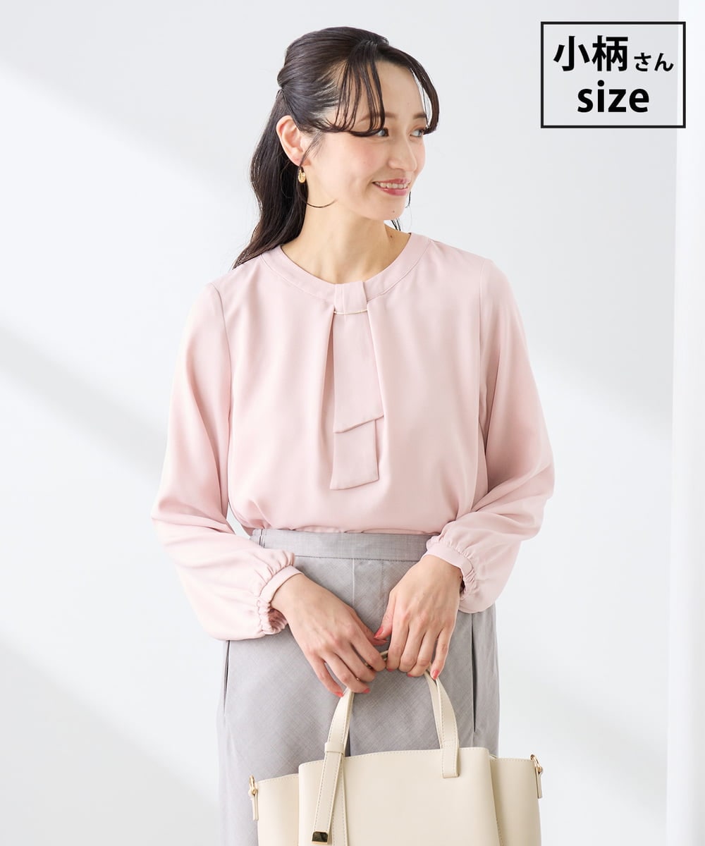 KABFE10059 a.v.v Elmi(アー・ヴェ・ヴェ) 【低身長サイズ】【洗える/ストレッチ】バーチャームボウタイブラウス ピンク