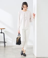 KABFE10059 a.v.v Elmi(アー・ヴェ・ヴェ) 【低身長サイズ】【洗える/ストレッチ】バーチャームボウタイブラウス ピンク