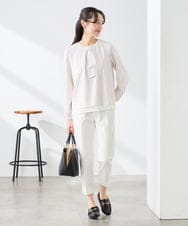 KABFE10059 a.v.v Elmi(アー・ヴェ・ヴェ) 【低身長サイズ】【洗える/ストレッチ】バーチャームボウタイブラウス ピンク