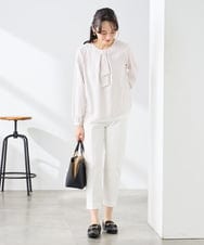 KABFE10059 a.v.v Elmi(アー・ヴェ・ヴェ) 【低身長サイズ】【洗える/ストレッチ】バーチャームボウタイブラウス ピンク