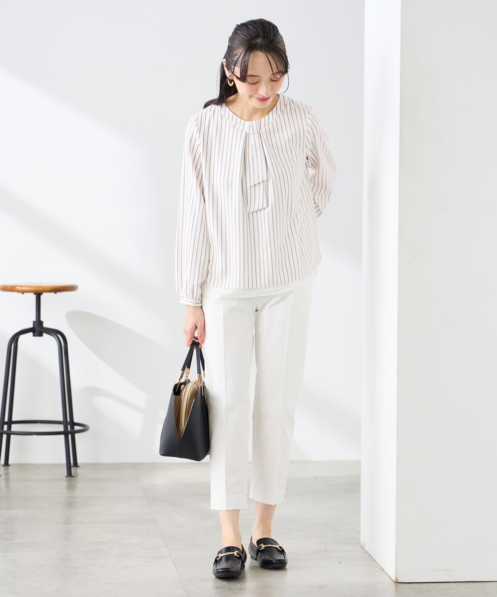 KABFE10059 a.v.v Elmi(アー・ヴェ・ヴェ) 【低身長サイズ】【洗える/ストレッチ】バーチャームボウタイブラウス ピンク