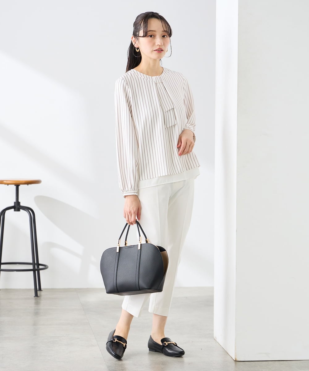 KABFE10059 a.v.v Elmi(アー・ヴェ・ヴェ) 【低身長サイズ】【洗える/ストレッチ】バーチャームボウタイブラウス ピンク