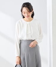 KABFE10059 a.v.v Elmi(アー・ヴェ・ヴェ) 【低身長サイズ】【洗える/ストレッチ】バーチャームボウタイブラウス ピンク