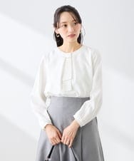 KABFE10059 a.v.v Elmi(アー・ヴェ・ヴェ) 【低身長サイズ】【洗える/ストレッチ】バーチャームボウタイブラウス ピンク