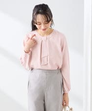 KABFE10059 a.v.v Elmi(アー・ヴェ・ヴェ) 【低身長サイズ】【洗える/ストレッチ】バーチャームボウタイブラウス ピンク