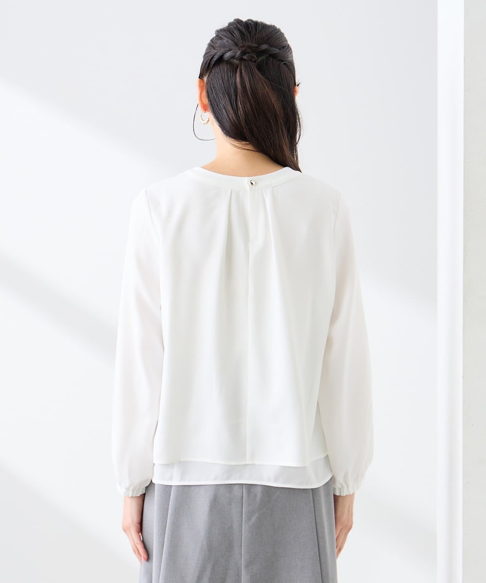 KABFE10059 a.v.v Elmi(アー・ヴェ・ヴェ) 【低身長サイズ】【洗える/ストレッチ】バーチャームボウタイブラウス ピンク