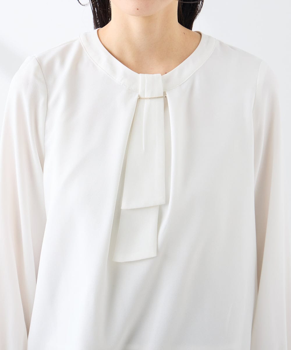 KABFE10059 a.v.v Elmi(アー・ヴェ・ヴェ) 【低身長サイズ】【洗える/ストレッチ】バーチャームボウタイブラウス ピンク