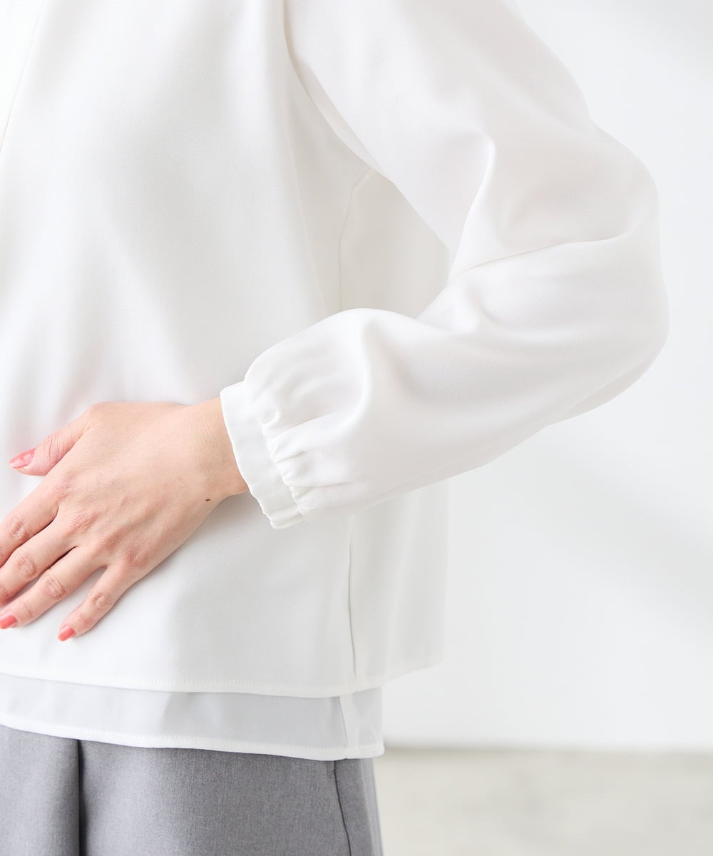 KABFE10059 a.v.v Elmi(アー・ヴェ・ヴェ) 【低身長サイズ】【洗える/ストレッチ】バーチャームボウタイブラウス ピンク