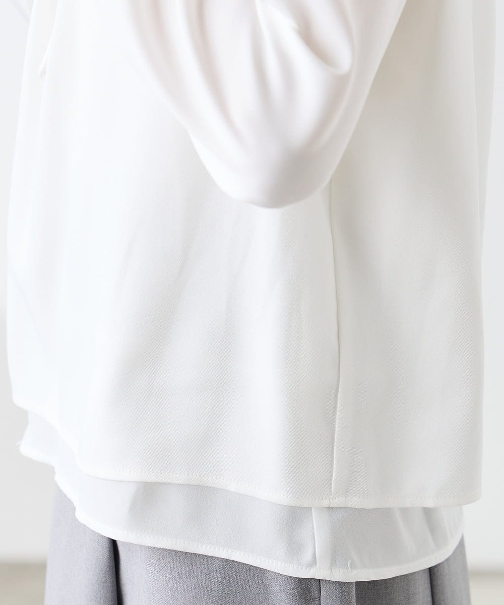 KABFE10059 a.v.v Elmi(アー・ヴェ・ヴェ) 【低身長サイズ】【洗える/ストレッチ】バーチャームボウタイブラウス ピンク