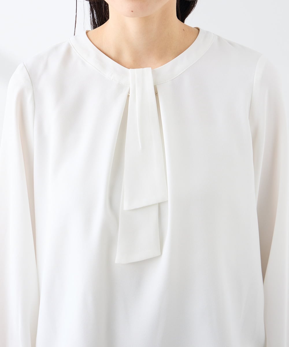 KABFE10059 a.v.v Elmi(アー・ヴェ・ヴェ) 【低身長サイズ】【洗える/ストレッチ】バーチャームボウタイブラウス ピンク