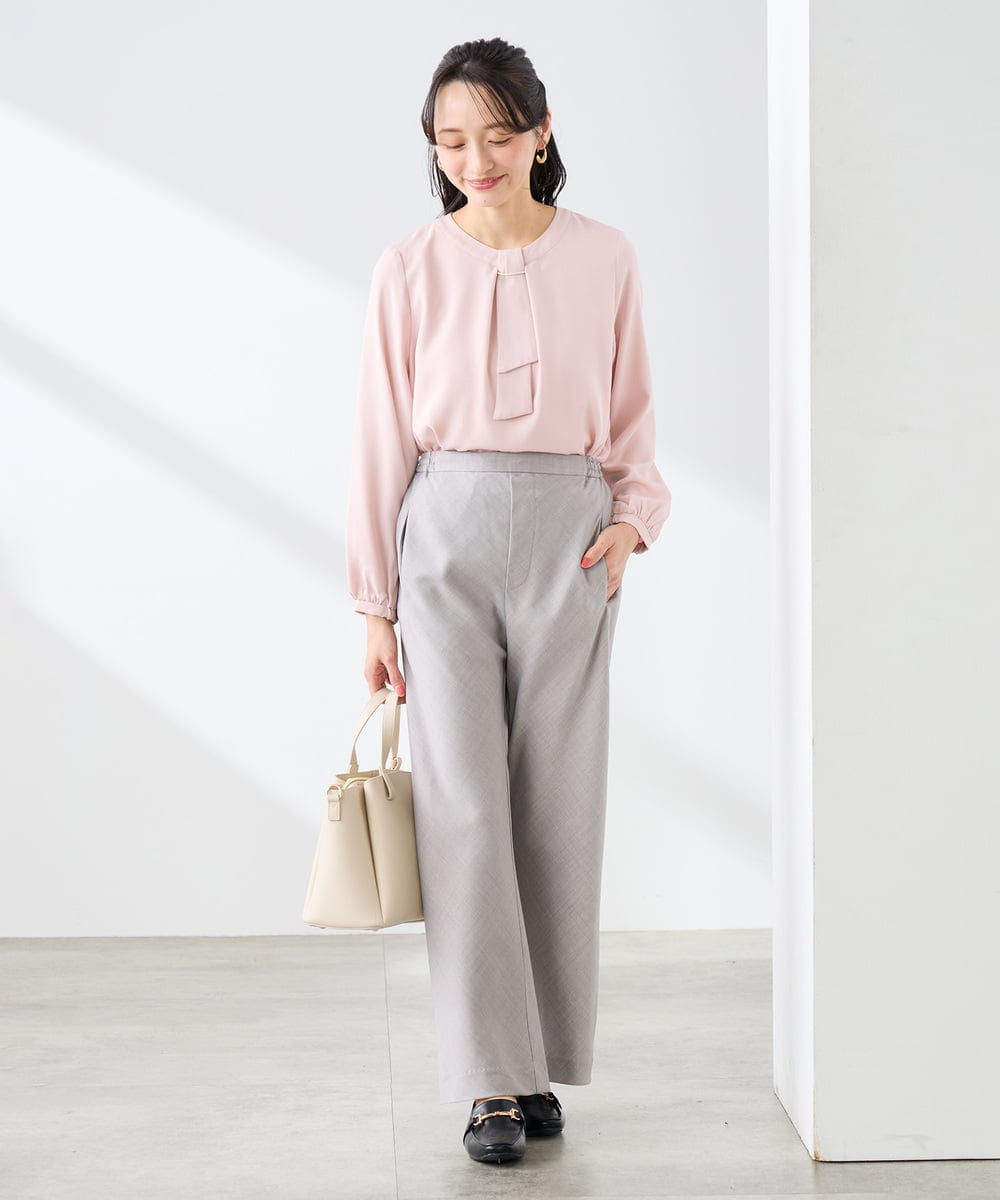 KABFE10059 a.v.v Elmi(アー・ヴェ・ヴェ) 【低身長サイズ】【洗える/ストレッチ】バーチャームボウタイブラウス ピンク