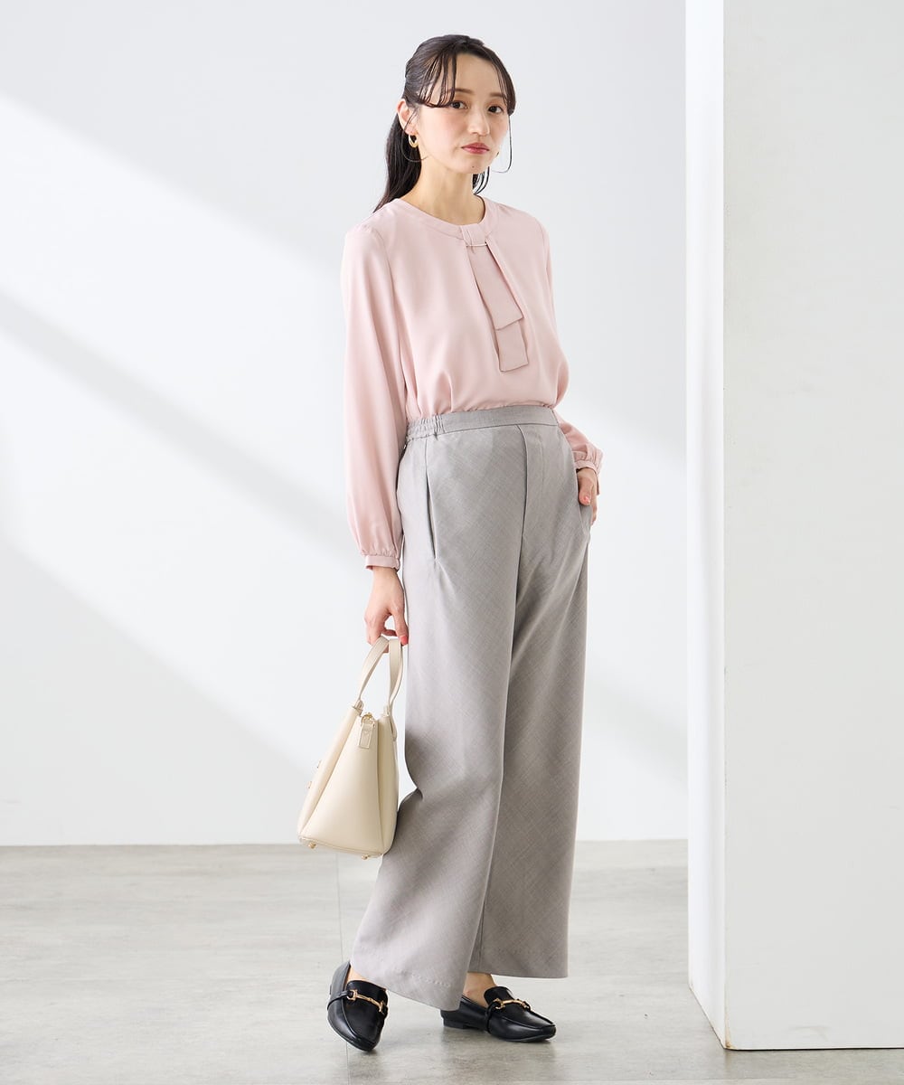 KABFE10059 a.v.v Elmi(アー・ヴェ・ヴェ) 【低身長サイズ】【洗える/ストレッチ】バーチャームボウタイブラウス ピンク