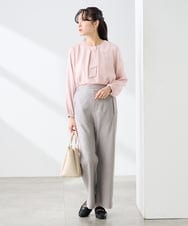 KABFE10059 a.v.v Elmi(アー・ヴェ・ヴェ) 【低身長サイズ】【洗える/ストレッチ】バーチャームボウタイブラウス ピンク