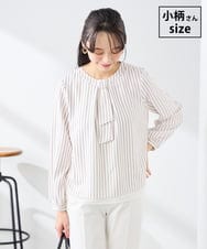 KABFE10059 a.v.v Elmi(アー・ヴェ・ヴェ) 【低身長サイズ】【洗える/ストレッチ】バーチャームボウタイブラウス ストライプ