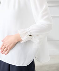 KABFE11059 a.v.v Elmi(アー・ヴェ・ヴェ) 【低身長サイズ】【洗える】タックネックブラウス ライトブルー