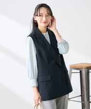 KABFE11059 a.v.v Elmi(アー・ヴェ・ヴェ) 【低身長サイズ】【洗える】タックネックブラウス ライトブルー