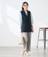 KABFE11059 a.v.v Elmi(アー・ヴェ・ヴェ) 【低身長サイズ】【洗える】タックネックブラウス ライトブルー