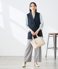 KABFE11059 a.v.v Elmi(アー・ヴェ・ヴェ) 【低身長サイズ】【洗える】タックネックブラウス ライトブルー