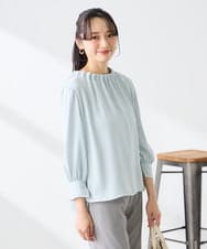 KABFE11059 a.v.v Elmi(アー・ヴェ・ヴェ) 【低身長サイズ】【洗える】タックネックブラウス ライトブルー