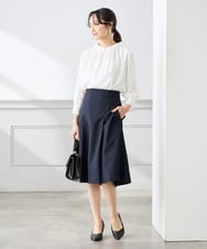 KABFE11059 a.v.v Elmi(アー・ヴェ・ヴェ) 【低身長サイズ】【洗える】タックネックブラウス ライトブルー