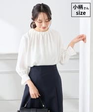 KABFE11059 a.v.v Elmi(アー・ヴェ・ヴェ) 【低身長サイズ】【洗える】タックネックブラウス ホワイト