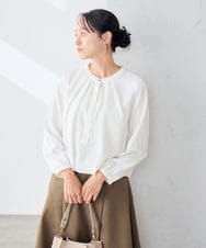 KABJE01059 a.v.v Elmi(アー・ヴェ・ヴェ) 【低身長サイズ/洗える】 ボウタイブラウス  ホワイト
