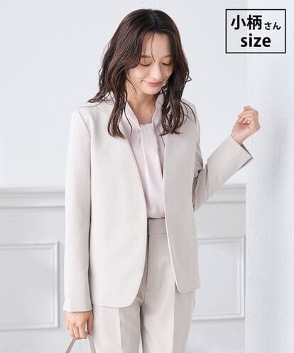 KADCD01099 a.v.v Elmi 【低身長サイズ】【洗える/ストレッチ/セットアップ対応】ダブルクロスVネックノーカラージャケット