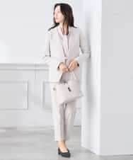 KADCD01099 a.v.v Elmi(アー・ヴェ・ヴェ) 【低身長サイズ】【洗える/ストレッチ/セットアップ対応】ダブルクロスVネックノーカラージャケット ネイビー