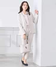 KADCD01099 a.v.v Elmi(アー・ヴェ・ヴェ) 【低身長サイズ】【洗える/ストレッチ/セットアップ対応】ダブルクロスVネックノーカラージャケット ネイビー