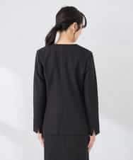 KADCD01099 a.v.v Elmi(アー・ヴェ・ヴェ) 【低身長サイズ】【洗える/ストレッチ/セットアップ対応】ダブルクロスVネックノーカラージャケット ネイビー