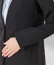 KADCD01099 a.v.v Elmi(アー・ヴェ・ヴェ) 【低身長サイズ】【洗える/ストレッチ/セットアップ対応】ダブルクロスVネックノーカラージャケット ネイビー