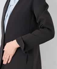 KADCD01099 a.v.v Elmi(アー・ヴェ・ヴェ) 【低身長サイズ】【洗える/ストレッチ/セットアップ対応】ダブルクロスVネックノーカラージャケット ネイビー