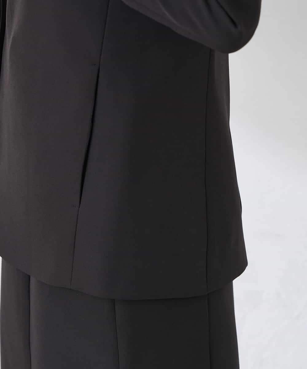 KADCD01099 a.v.v Elmi(アー・ヴェ・ヴェ) 【低身長サイズ】【洗える/ストレッチ/セットアップ対応】ダブルクロスVネックノーカラージャケット ネイビー