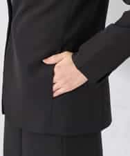 KADCD01099 a.v.v Elmi(アー・ヴェ・ヴェ) 【低身長サイズ】【洗える/ストレッチ/セットアップ対応】ダブルクロスVネックノーカラージャケット ネイビー