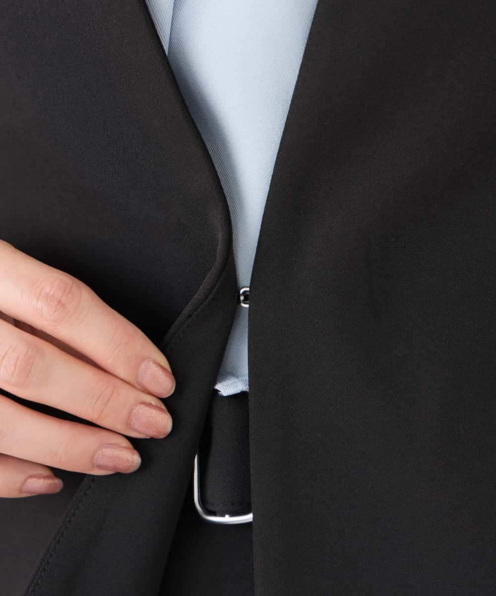 KADCD01099 a.v.v Elmi(アー・ヴェ・ヴェ) 【低身長サイズ】【洗える/ストレッチ/セットアップ対応】ダブルクロスVネックノーカラージャケット ネイビー