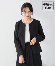 KADCD02099 a.v.v Elmi(アー・ヴェ・ヴェ) 【低身長サイズ】【洗える/ストレッチ/セットアップ対応】ダブルクロスキーネックジャケット ブラック