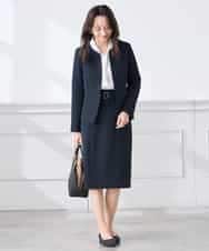 KADCD02099 a.v.v Elmi(アー・ヴェ・ヴェ) 【低身長サイズ】【洗える/ストレッチ/セットアップ対応】ダブルクロスキーネックジャケット ネイビー