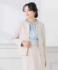 KADCD02099 a.v.v Elmi(アー・ヴェ・ヴェ) 【低身長サイズ】【洗える/ストレッチ/セットアップ対応】ダブルクロスキーネックジャケット ネイビー