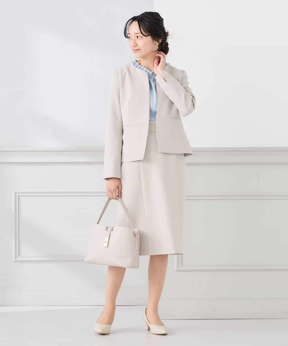 KADCD02099 a.v.v Elmi(アー・ヴェ・ヴェ) 【低身長サイズ】【洗える/ストレッチ/セットアップ対応】ダブルクロスキーネックジャケット ネイビー