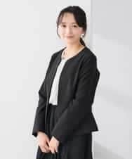 KADCD02099 a.v.v Elmi(アー・ヴェ・ヴェ) 【低身長サイズ】【洗える/ストレッチ/セットアップ対応】ダブルクロスキーネックジャケット ネイビー