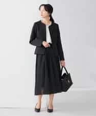 KADCD02099 a.v.v Elmi(アー・ヴェ・ヴェ) 【低身長サイズ】【洗える/ストレッチ/セットアップ対応】ダブルクロスキーネックジャケット ネイビー