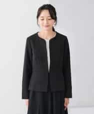 KADCD02099 a.v.v Elmi(アー・ヴェ・ヴェ) 【低身長サイズ】【洗える/ストレッチ/セットアップ対応】ダブルクロスキーネックジャケット ネイビー