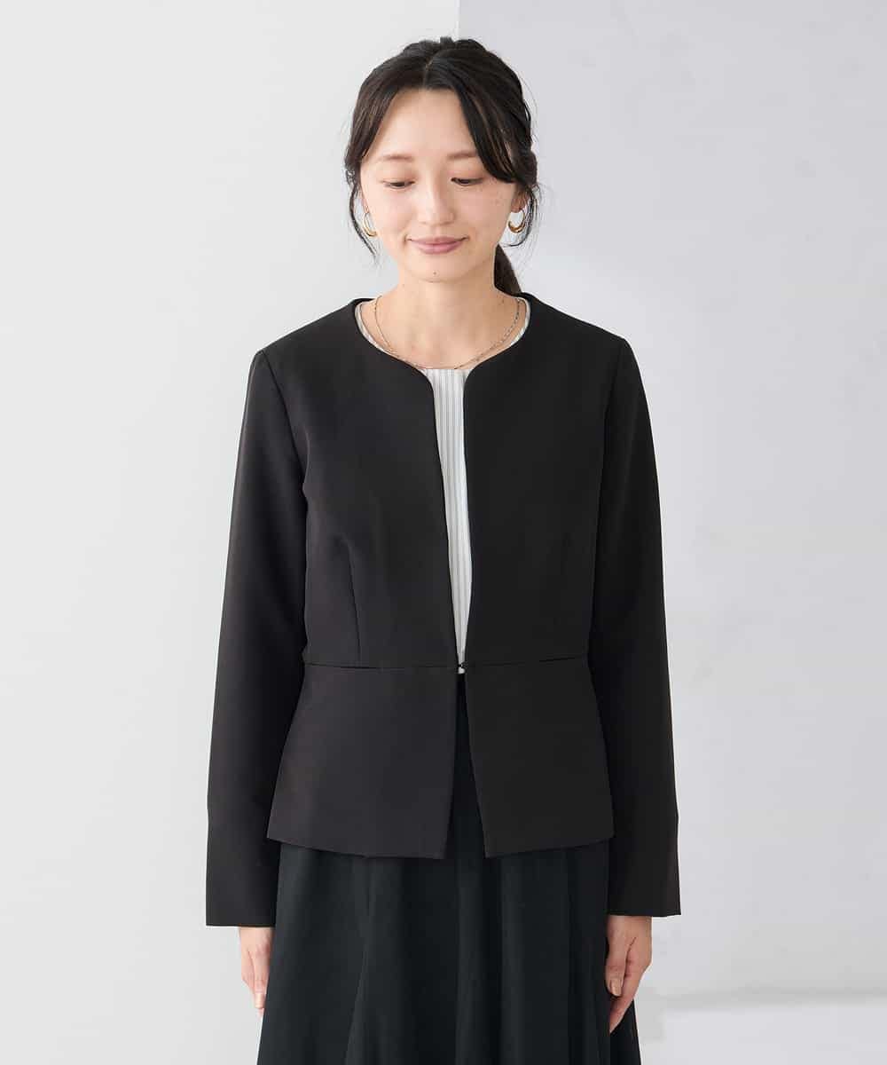 KADCD02099 a.v.v Elmi(アー・ヴェ・ヴェ) 【低身長サイズ】【洗える/ストレッチ/セットアップ対応】ダブルクロスキーネックジャケット ネイビー