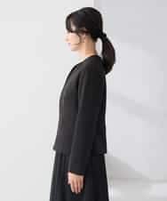 KADCD02099 a.v.v Elmi(アー・ヴェ・ヴェ) 【低身長サイズ】【洗える/ストレッチ/セットアップ対応】ダブルクロスキーネックジャケット ネイビー