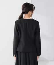 KADCD02099 a.v.v Elmi(アー・ヴェ・ヴェ) 【低身長サイズ】【洗える/ストレッチ/セットアップ対応】ダブルクロスキーネックジャケット ネイビー